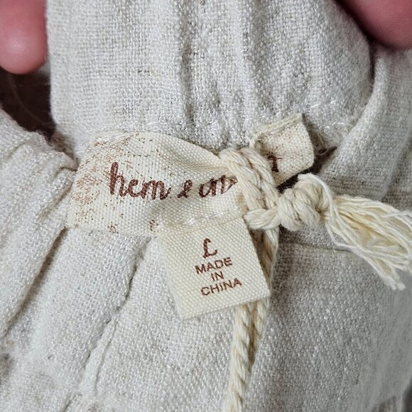 Hem & Thread NWT Beige Linen‎ Viscose Jumpsuit With Ruffled Adjustable Straps L - Picture 4 of 16